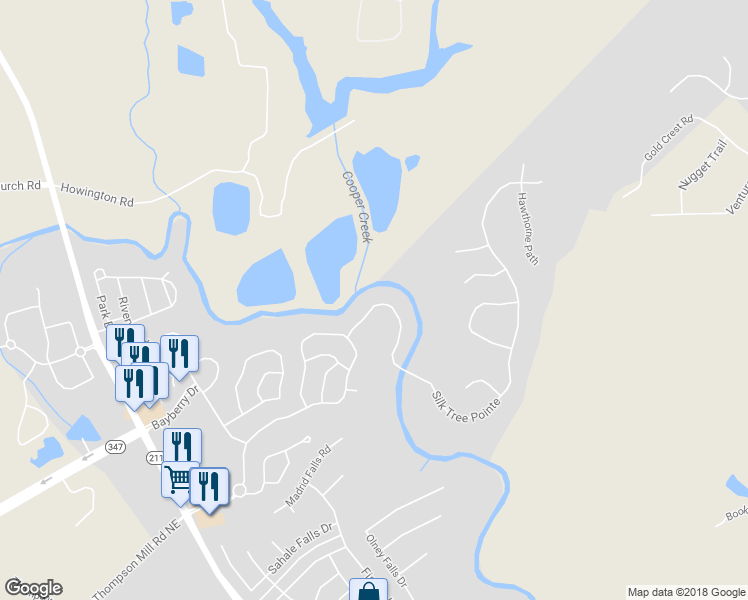 map of restaurants, bars, coffee shops, grocery stores, and more near 6592 Silk Tree Pointe in Braselton