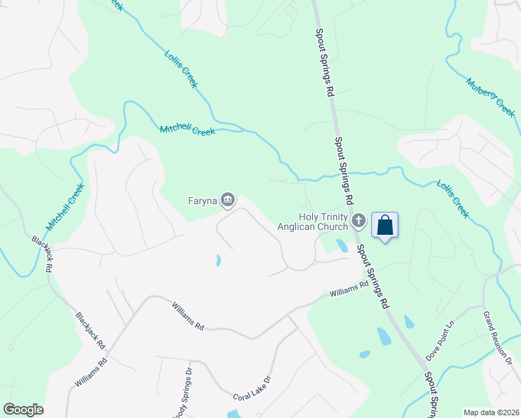 map of restaurants, bars, coffee shops, grocery stores, and more near 7252 Litany Court in Flowery Branch