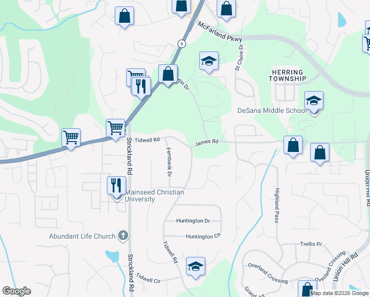 map of restaurants, bars, coffee shops, grocery stores, and more near 375 Tidwell Road in Alpharetta