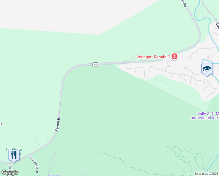 map of restaurants, bars, coffee shops, grocery stores, and more near 0 Kanan Road in Oak Park