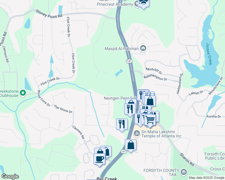 map of restaurants, bars, coffee shops, grocery stores, and more near 1930 Commonwealth Avenue in Cumming