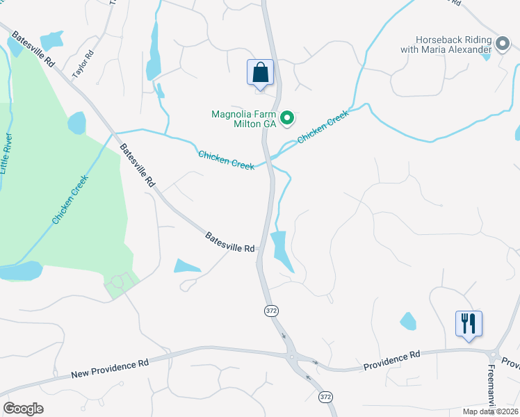 map of restaurants, bars, coffee shops, grocery stores, and more near 14160 Birmingham Highway in Alpharetta