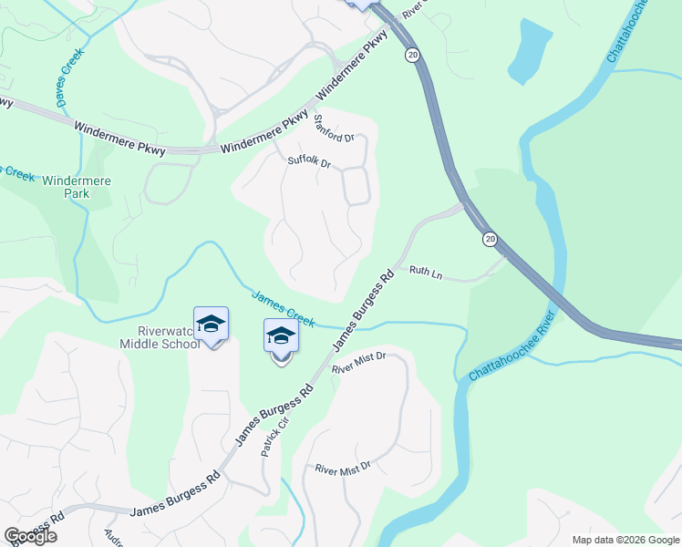 map of restaurants, bars, coffee shops, grocery stores, and more near 3985 Sweeting Street in Cumming