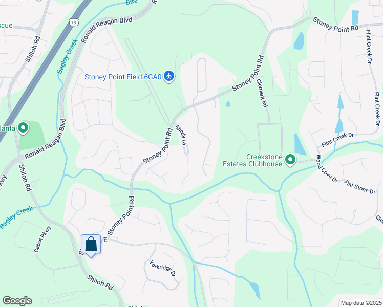 map of restaurants, bars, coffee shops, grocery stores, and more near 2265 Mindy Lane in Cumming