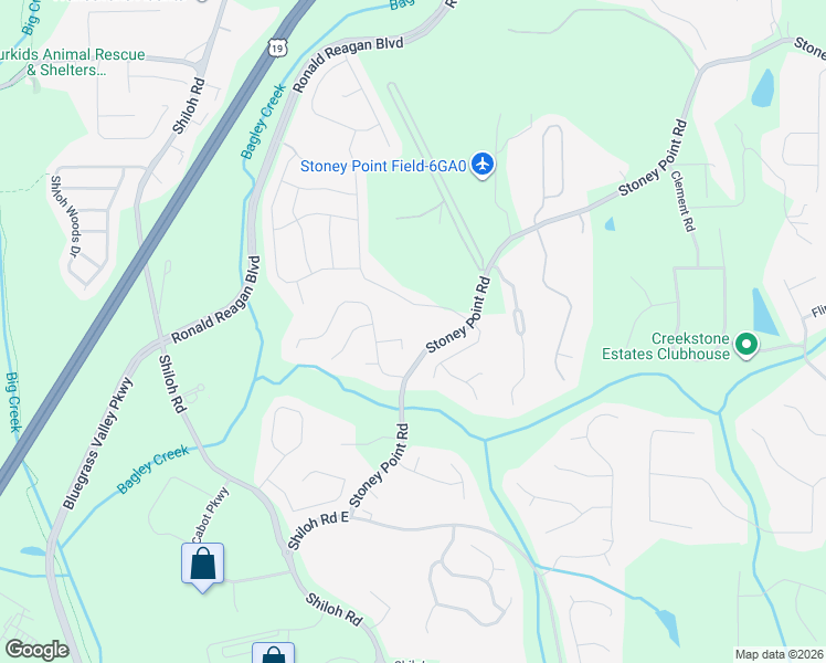map of restaurants, bars, coffee shops, grocery stores, and more near 2465 Rossett Lane in Cumming