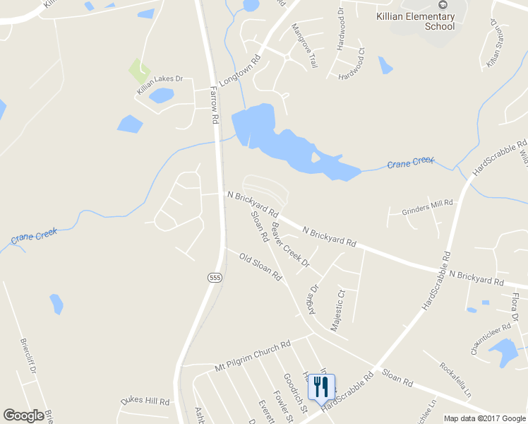 map of restaurants, bars, coffee shops, grocery stores, and more near 100 Beaver Creek Drive in Columbia