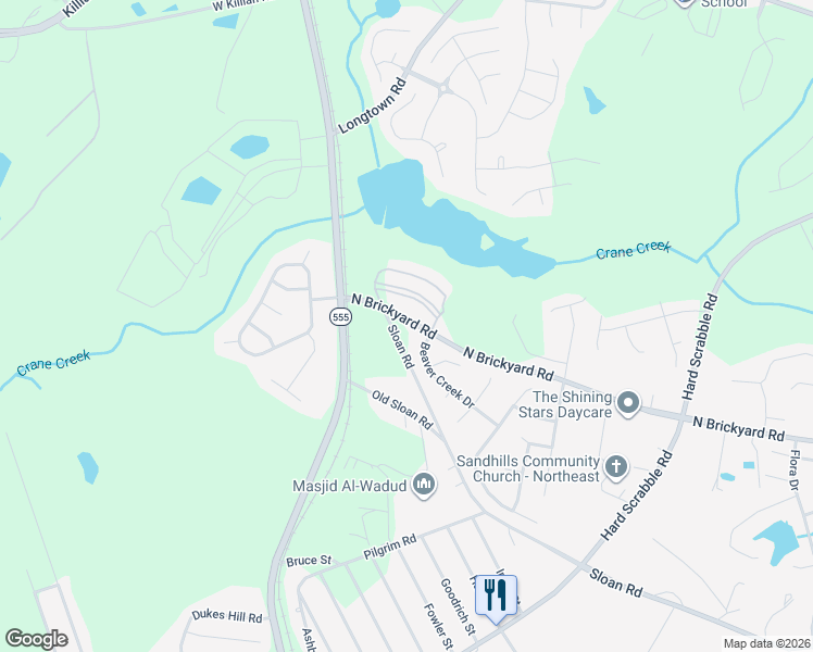 map of restaurants, bars, coffee shops, grocery stores, and more near 106 Beaver Creek Drive in Columbia