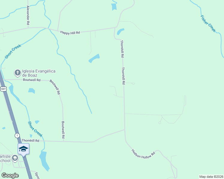 map of restaurants, bars, coffee shops, grocery stores, and more near 1151 Thornhill Road in Boaz