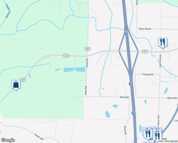 map of restaurants, bars, coffee shops, grocery stores, and more near 181 Reid Road in Cullman