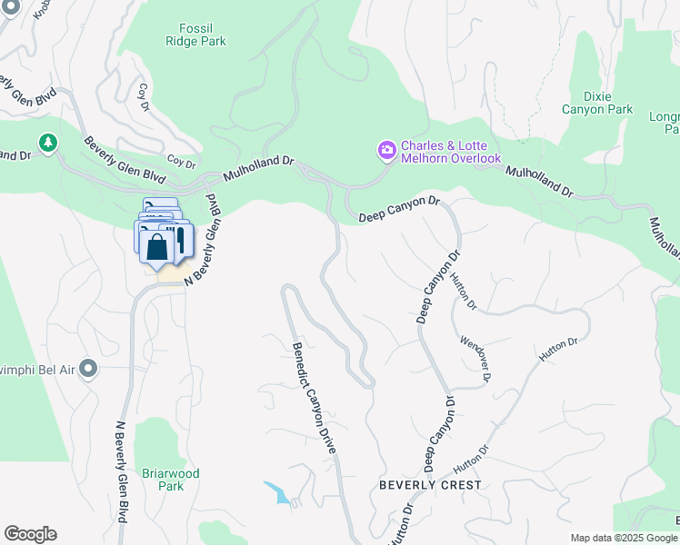 map of restaurants, bars, coffee shops, grocery stores, and more near 3100 Benedict Canyon Drive in Beverly Hills