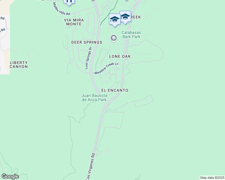 map of restaurants, bars, coffee shops, grocery stores, and more near 3670 El Encanto Drive in Calabasas