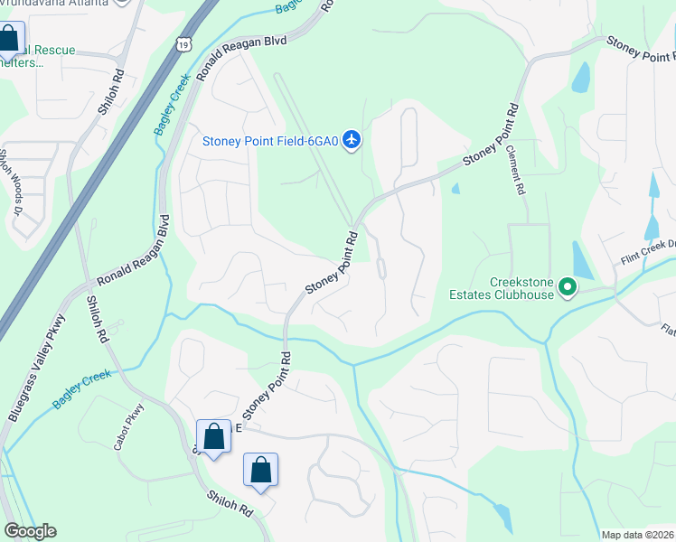 map of restaurants, bars, coffee shops, grocery stores, and more near 2090 Stoney Point Farm Road in Cumming