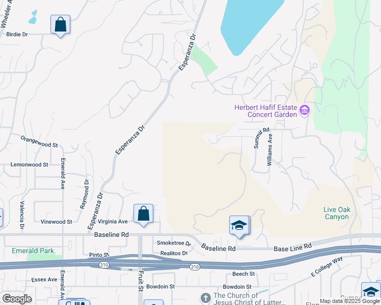 map of restaurants, bars, coffee shops, grocery stores, and more near 350 Roughrider Road in La Verne