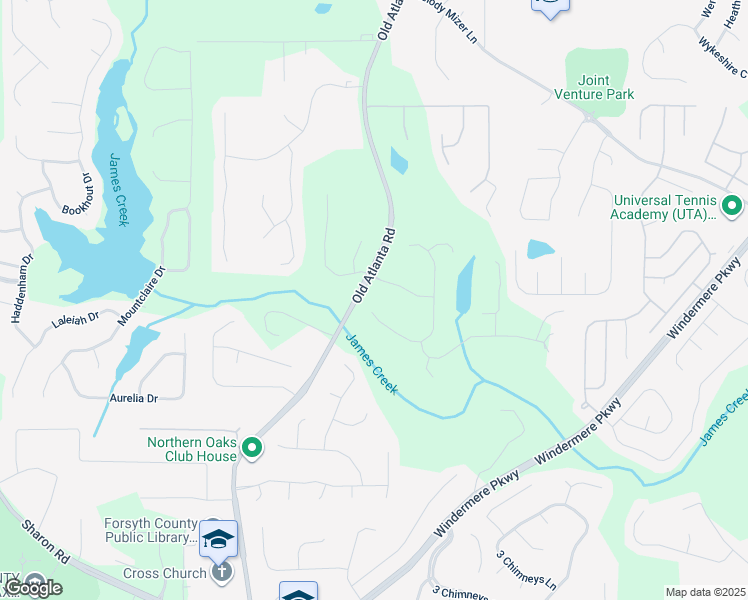 map of restaurants, bars, coffee shops, grocery stores, and more near 2370 Ivey Falls Drive in Cumming