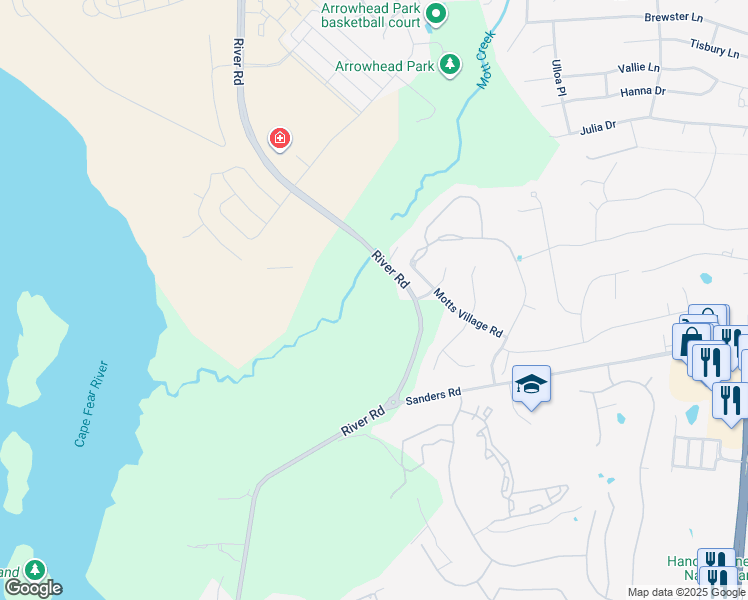 map of restaurants, bars, coffee shops, grocery stores, and more near 5822 River Rd in Wilmington
