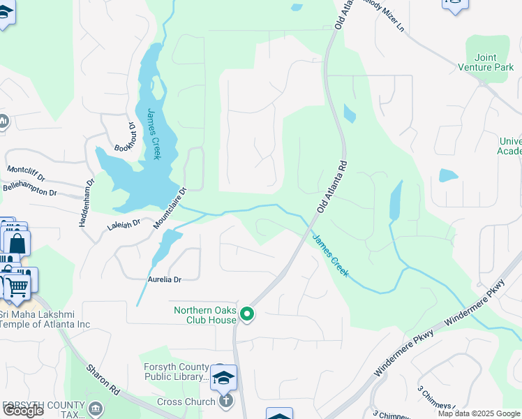map of restaurants, bars, coffee shops, grocery stores, and more near 2480 Bleckley Place in Cumming