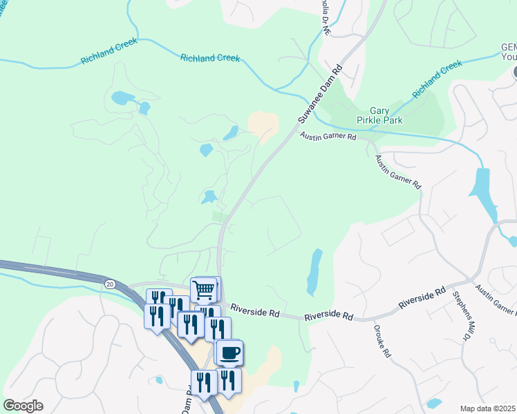 map of restaurants, bars, coffee shops, grocery stores, and more near 625 Links View Drive in Sugar Hill