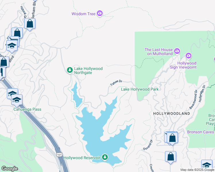 map of restaurants, bars, coffee shops, grocery stores, and more near 6433 Tahoe Drive in Los Angeles
