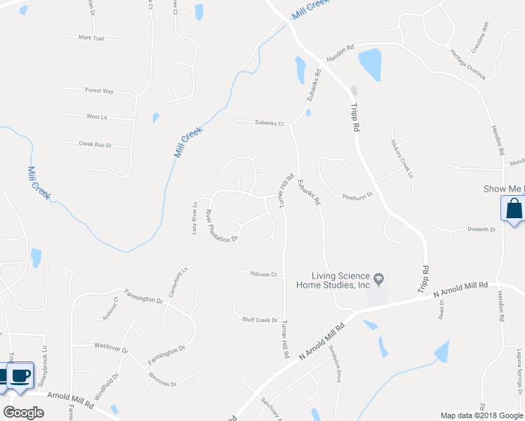map of restaurants, bars, coffee shops, grocery stores, and more near 1081 River Plantation Drive in Woodstock
