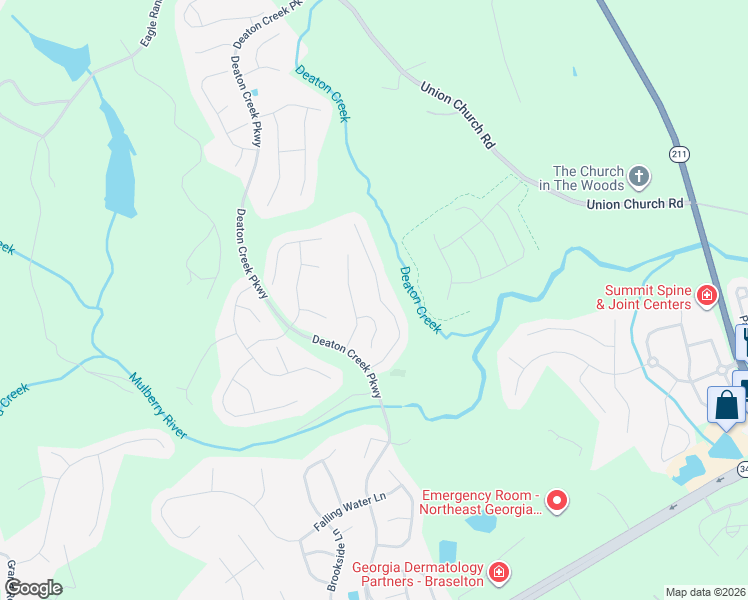 map of restaurants, bars, coffee shops, grocery stores, and more near 6175 Longleaf Drive in Hoschton