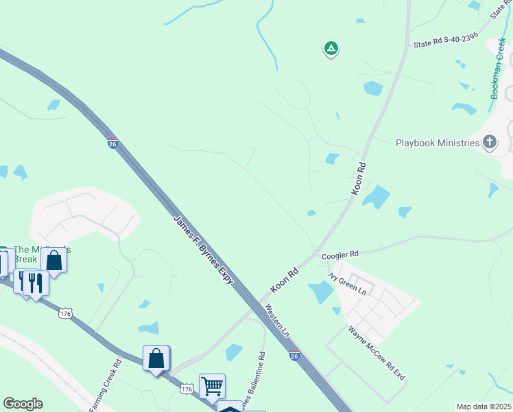map of restaurants, bars, coffee shops, grocery stores, and more near 157 Annie Adkins Road in Irmo