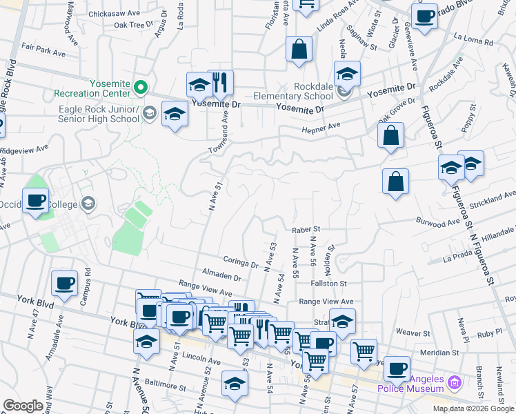 map of restaurants, bars, coffee shops, grocery stores, and more near 1938 Phillips Way in Los Angeles