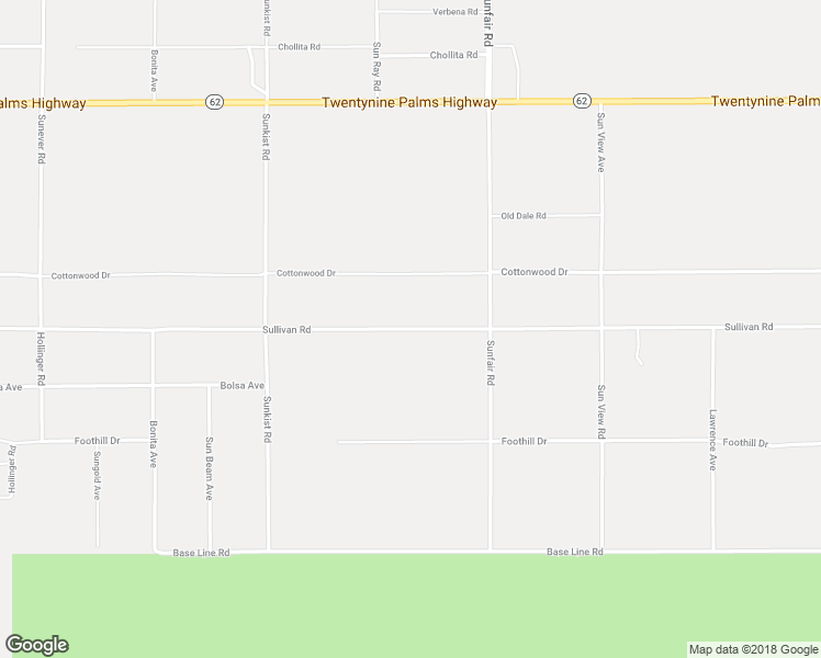 map of restaurants, bars, coffee shops, grocery stores, and more near Sullivan Road in Joshua Tree