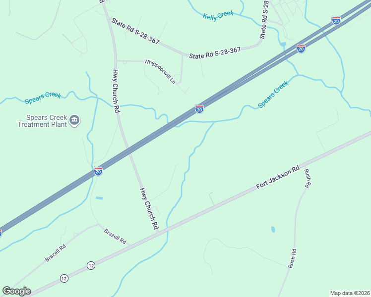 map of restaurants, bars, coffee shops, grocery stores, and more near Interstate 20 in Elgin