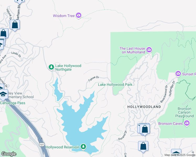 map of restaurants, bars, coffee shops, grocery stores, and more near 6332 Tahoe Drive in Los Angeles