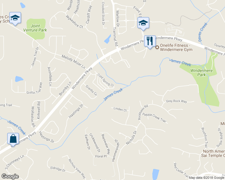 map of restaurants, bars, coffee shops, grocery stores, and more near 4715 Cold Spring Court in Cumming