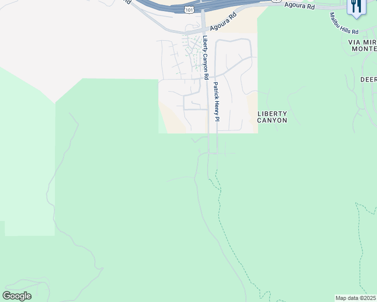 map of restaurants, bars, coffee shops, grocery stores, and more near 27417 Park Vista Road in Agoura Hills