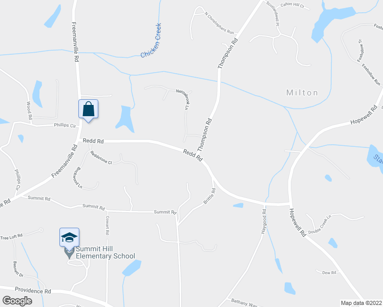 map of restaurants, bars, coffee shops, grocery stores, and more near 1755 Redd Road in Milton