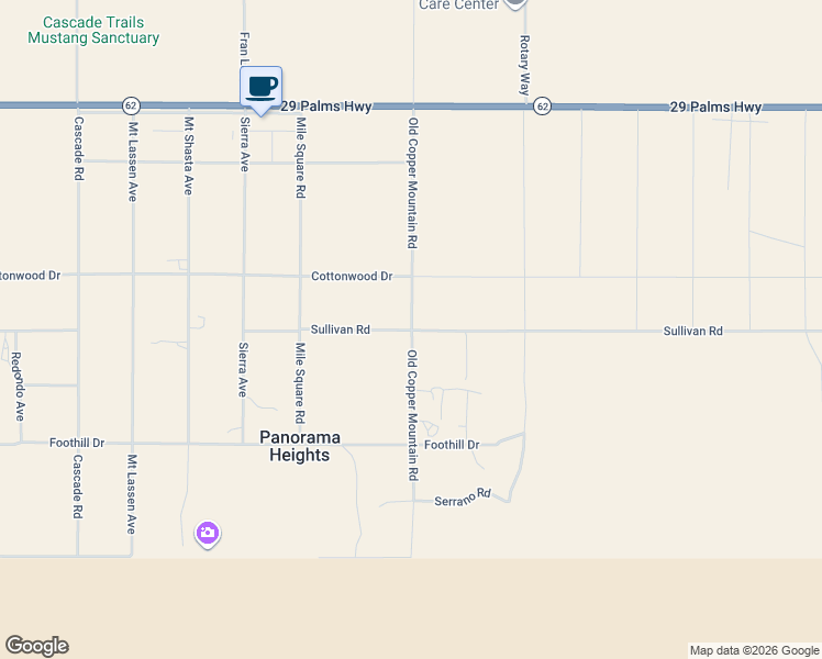 map of restaurants, bars, coffee shops, grocery stores, and more near 6949 Old Copper Mountain Road in Joshua Tree