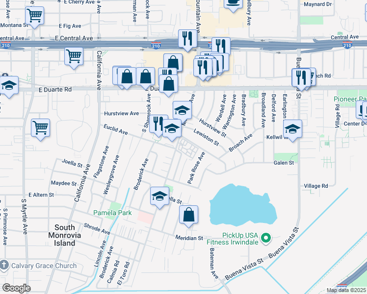 map of restaurants, bars, coffee shops, grocery stores, and more near 826 Cinnamon Lane in Duarte