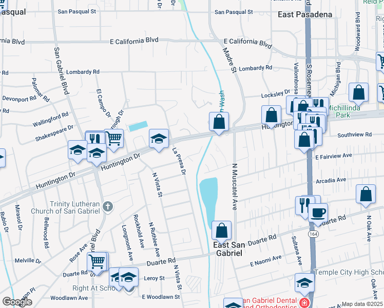 map of restaurants, bars, coffee shops, grocery stores, and more near 8637 Sunny Slope Drive in San Gabriel