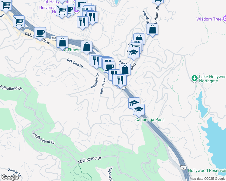 map of restaurants, bars, coffee shops, grocery stores, and more near 3247 Dos Palos Drive in Los Angeles