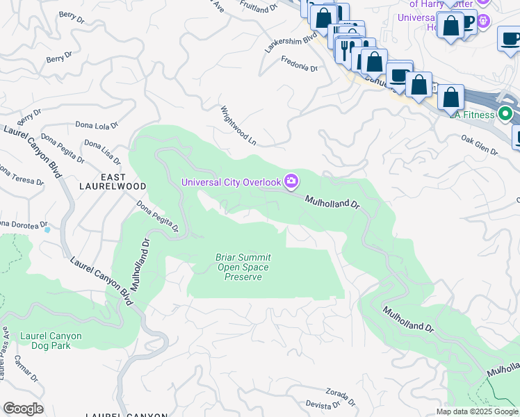 map of restaurants, bars, coffee shops, grocery stores, and more near 7740 Flynn Ranch Road in Los Angeles