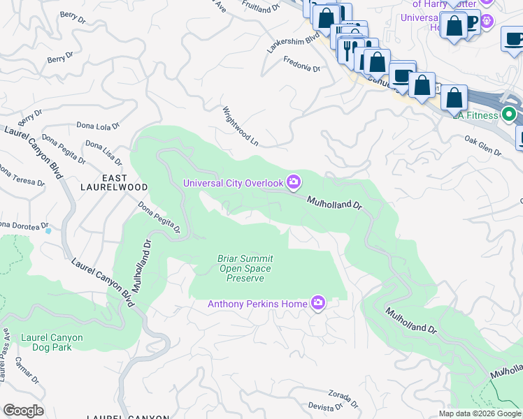 map of restaurants, bars, coffee shops, grocery stores, and more near 7740 Flynn Ranch Road in Los Angeles