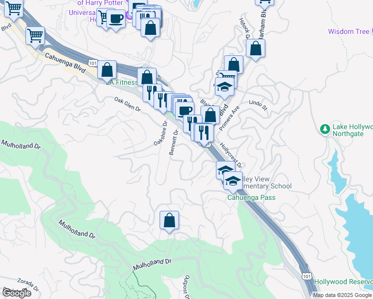 map of restaurants, bars, coffee shops, grocery stores, and more near 3247 Dos Palos Drive in Los Angeles