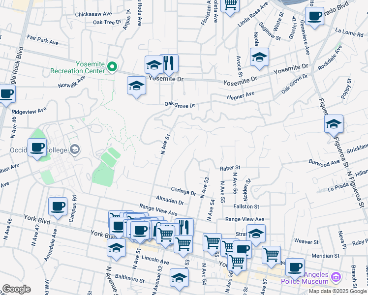 map of restaurants, bars, coffee shops, grocery stores, and more near 1915 North Avenue 52 in Los Angeles