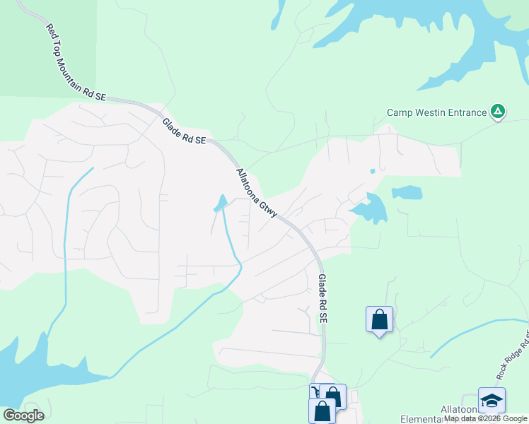 map of restaurants, bars, coffee shops, grocery stores, and more near 6969 Glade Road Southeast in Acworth