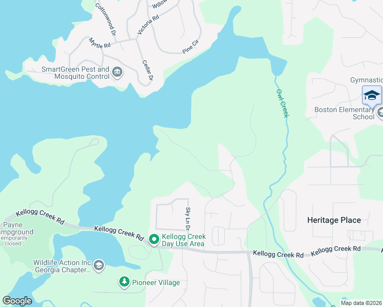 map of restaurants, bars, coffee shops, grocery stores, and more near Big K Drive in Cherokee County