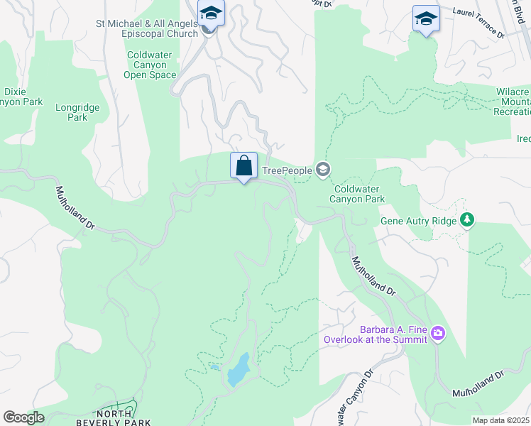 map of restaurants, bars, coffee shops, grocery stores, and more near 3004 Franklin Canyon Drive in Beverly Hills