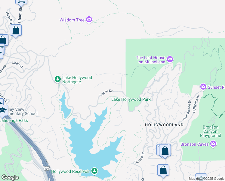 map of restaurants, bars, coffee shops, grocery stores, and more near 6332 Tahoe Drive in Los Angeles