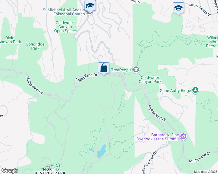 map of restaurants, bars, coffee shops, grocery stores, and more near 3004 Franklin Canyon Drive in Beverly Hills