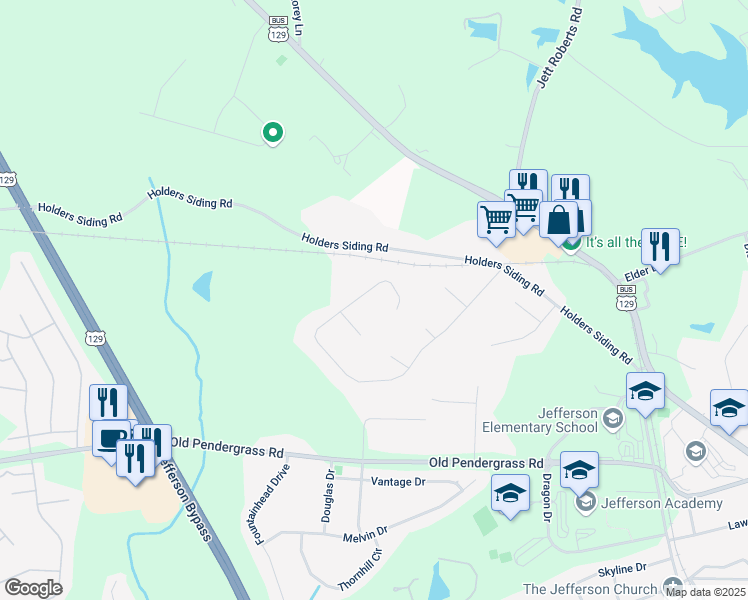 map of restaurants, bars, coffee shops, grocery stores, and more near 836 Monte Lane in Jefferson
