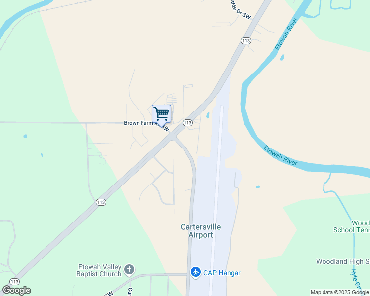 map of restaurants, bars, coffee shops, grocery stores, and more near 50 Dallas Highway Southwest in Cartersville