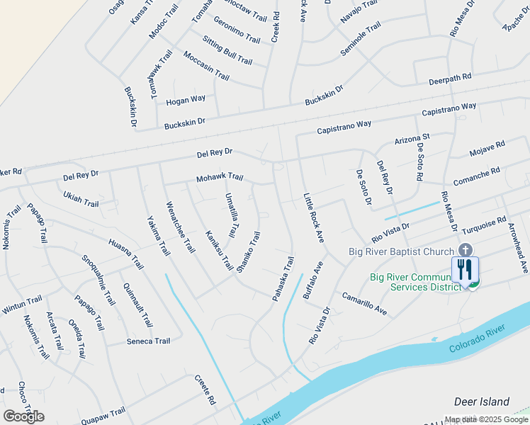 map of restaurants, bars, coffee shops, grocery stores, and more near 7010 Pahaska Trail in Big River