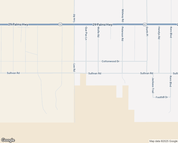 map of restaurants, bars, coffee shops, grocery stores, and more near 67428 Sullivan Road in Twentynine Palms