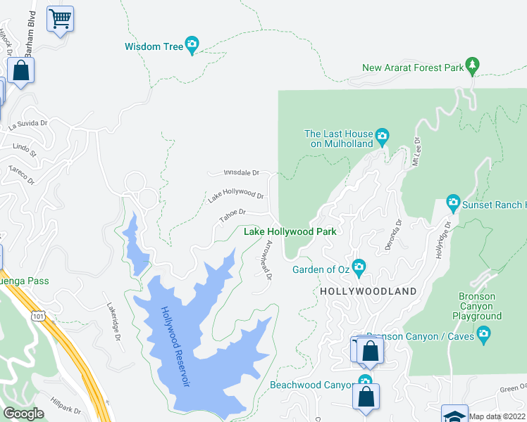 map of restaurants, bars, coffee shops, grocery stores, and more near 3213 Canyon Lake Drive in Los Angeles
